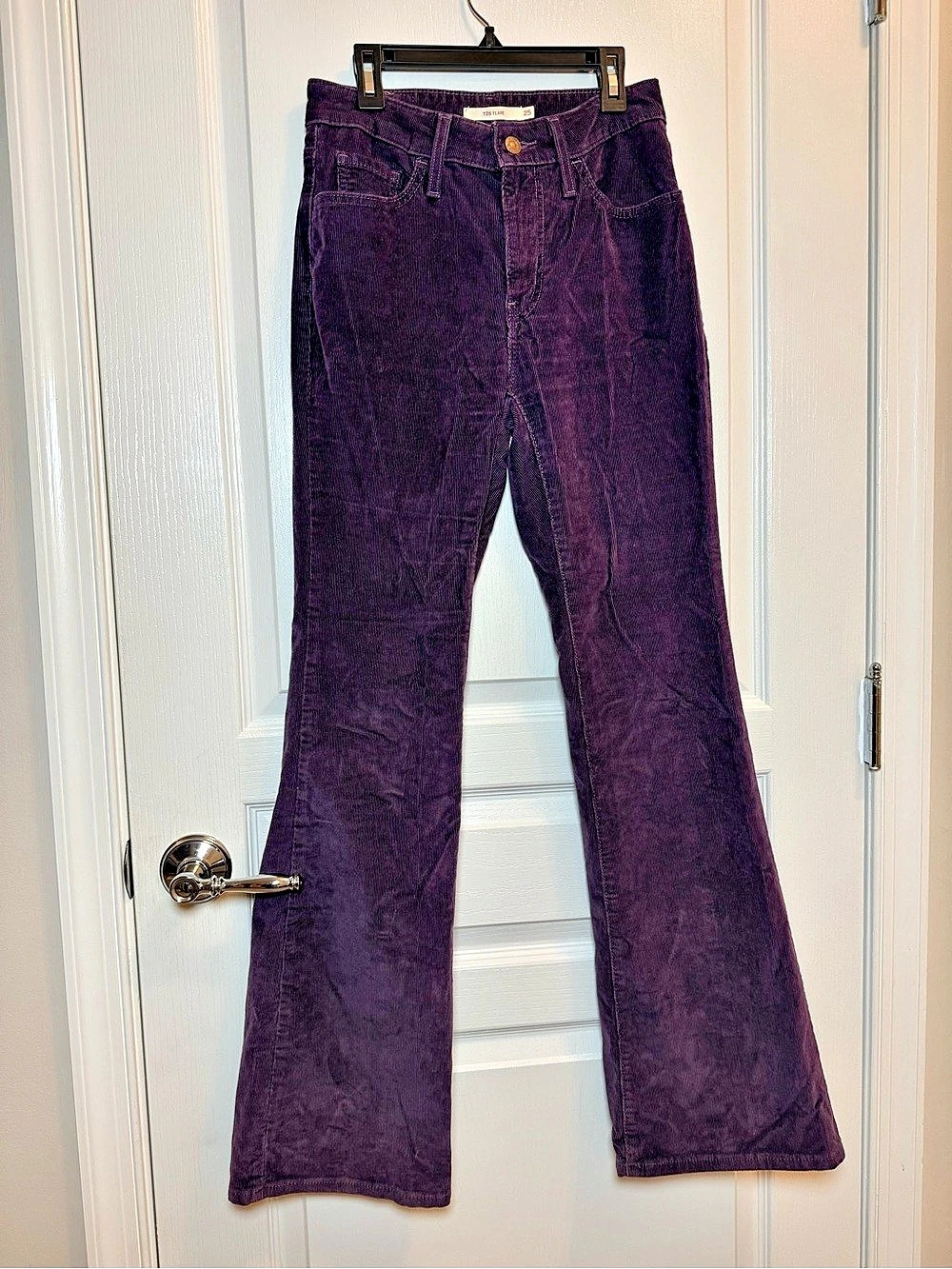 Levi’s 726 High Rise Flare Corduroy Pants 25x32 Purple Plum Stretch